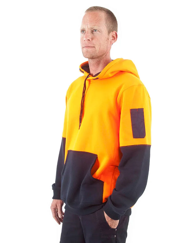Brushed Fleece Hoodie - Orange/Navy