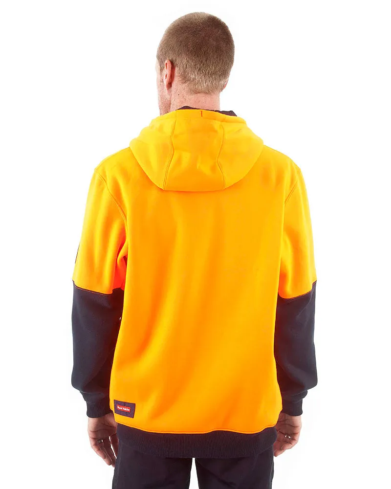 Brushed Fleece Hoodie - Orange/Navy