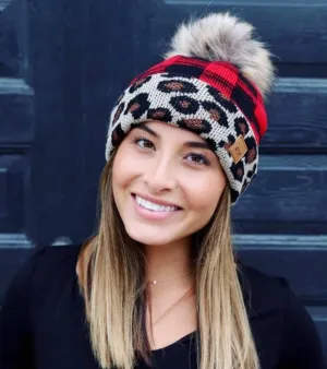Buffalo Plaid Leopard Hat