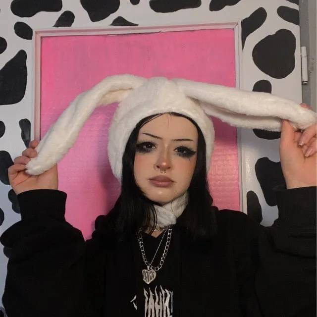 Bunny Hat Soft Plush Cap Long Ear Winter Party Costume Rabbit Cap Headwear White Rabbit Women's Hat