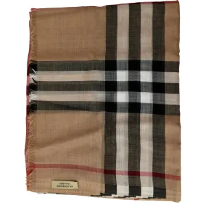BURBERRY Check Wool Scarf Multicolor