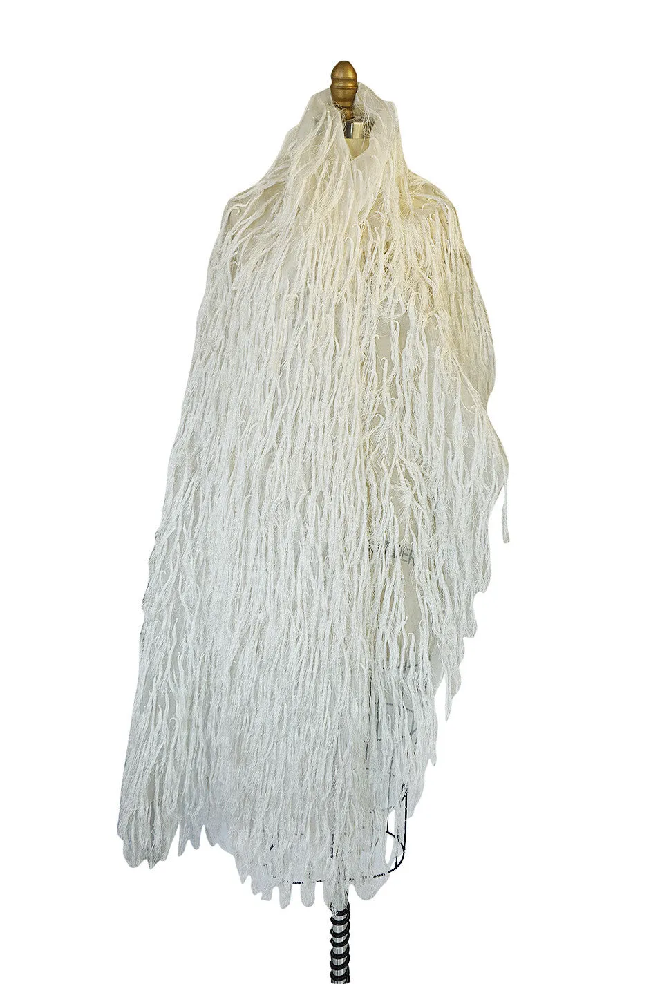 c1988 Hand Knotted Fringe Dior Silk Organza Scarf
