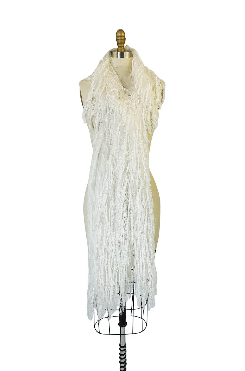 c1988 Hand Knotted Fringe Dior Silk Organza Scarf