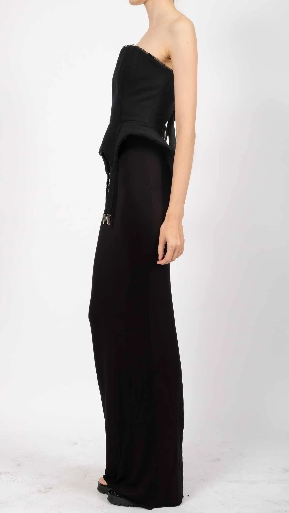 Canvas Corset Belt with Front Clips and Silk Tie