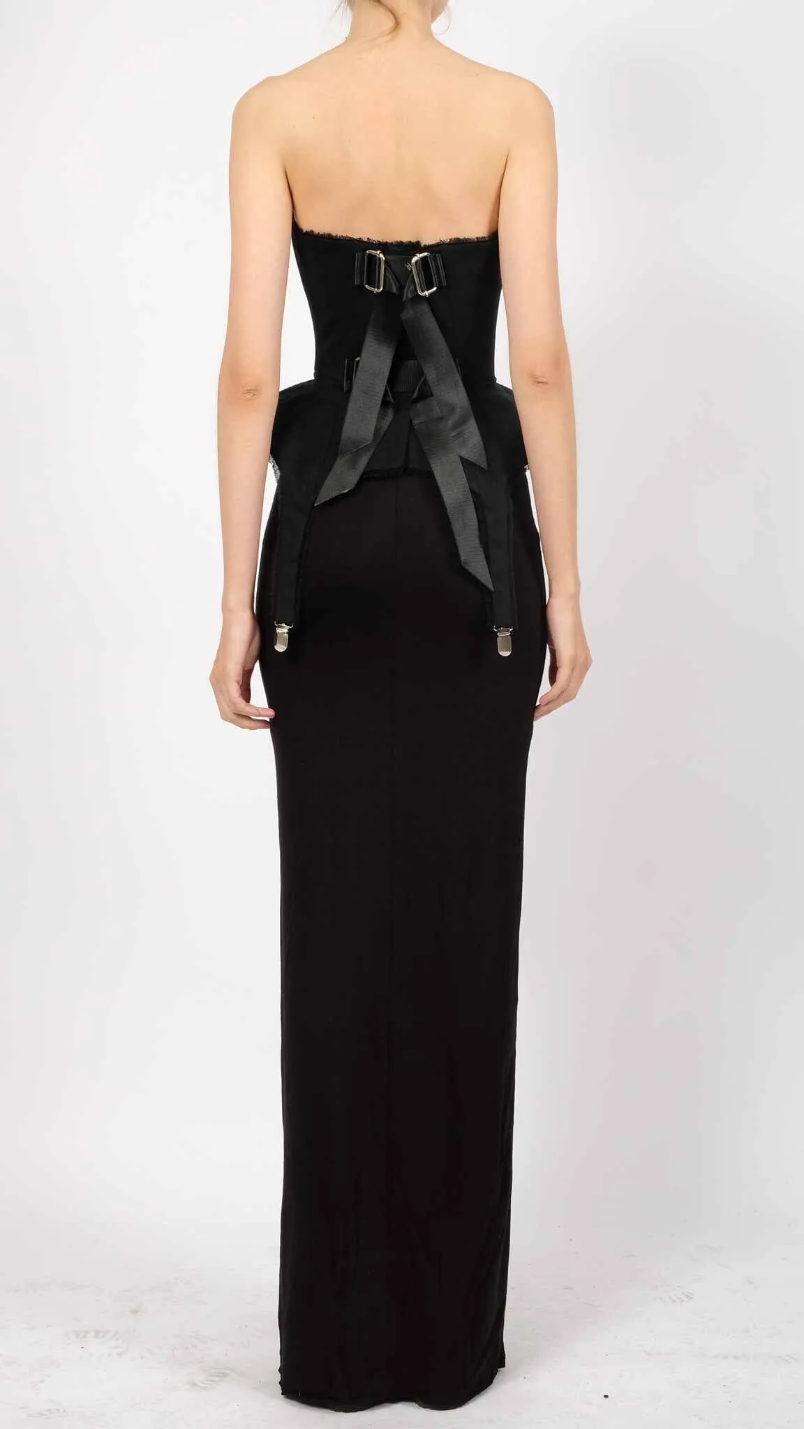 Canvas Corset Belt with Front Clips and Silk Tie