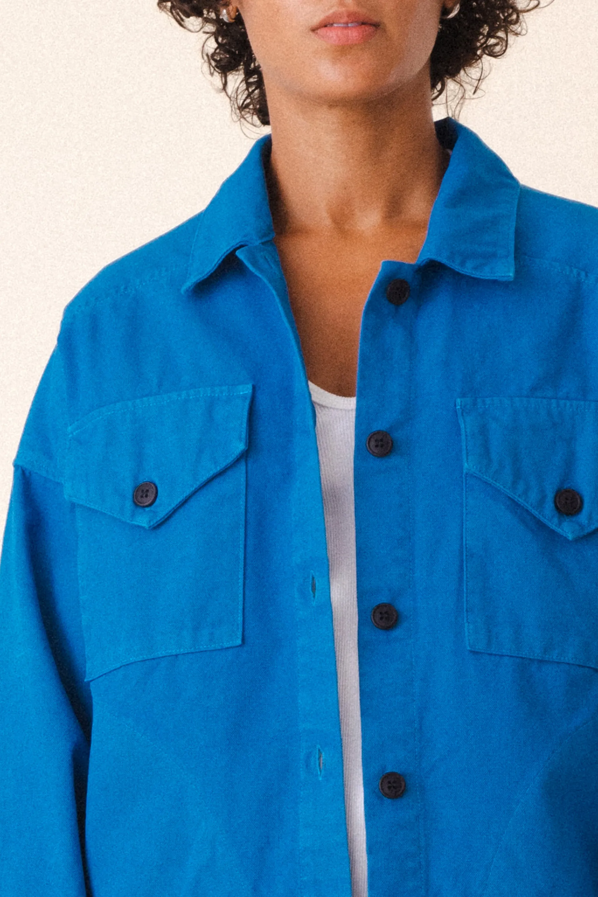 Canvas Utility Jacket in French Blue