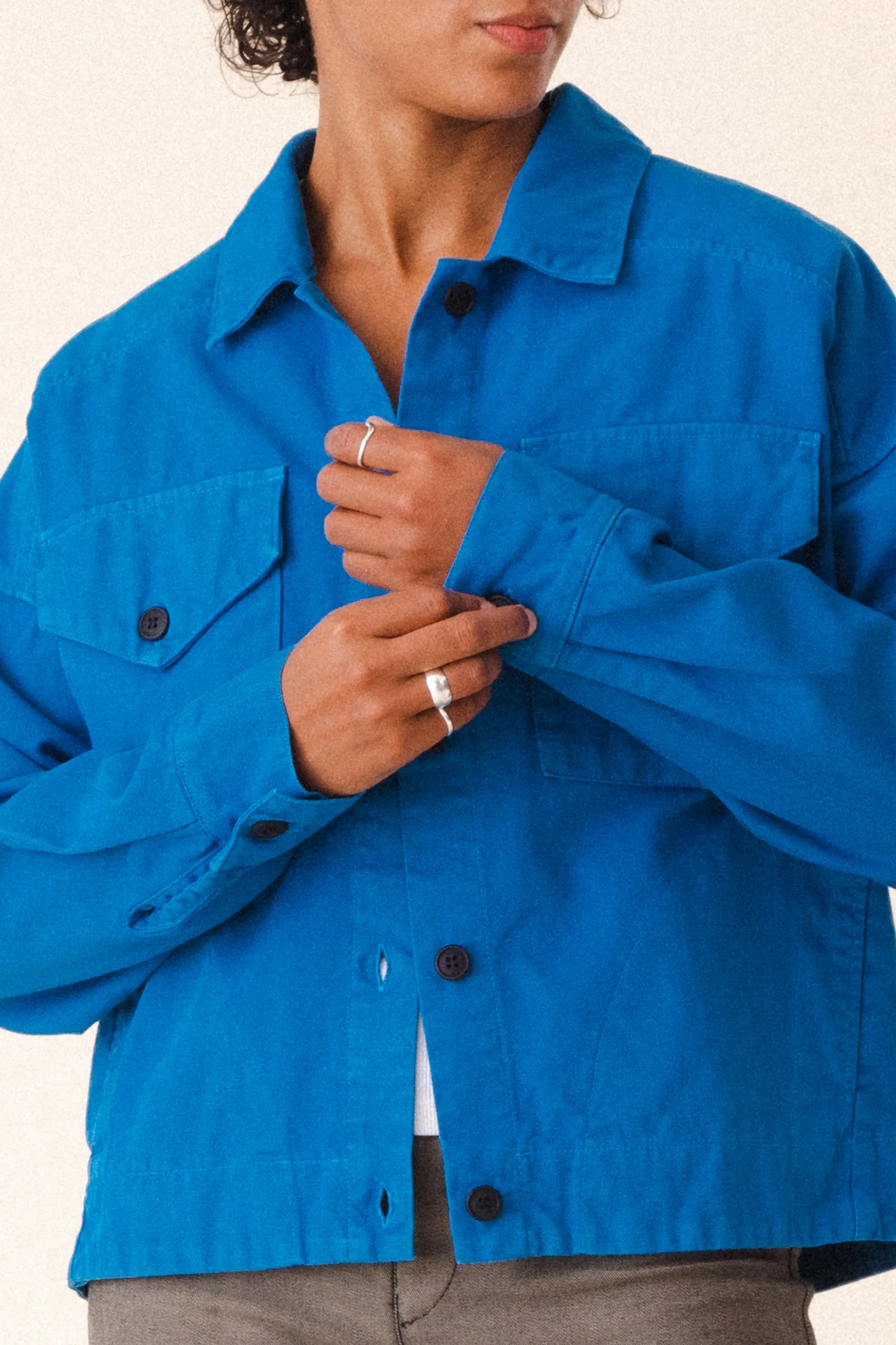 Canvas Utility Jacket in French Blue