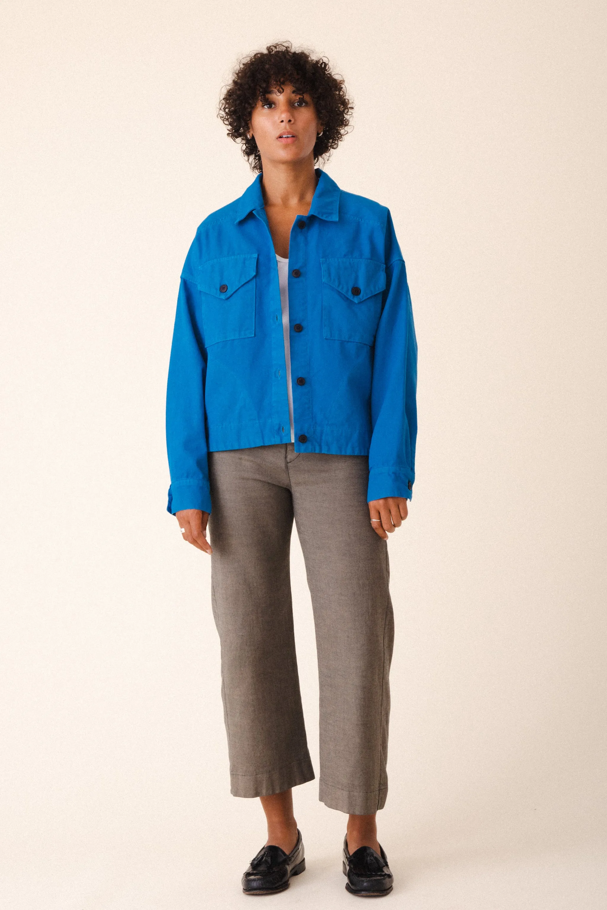 Canvas Utility Jacket in French Blue