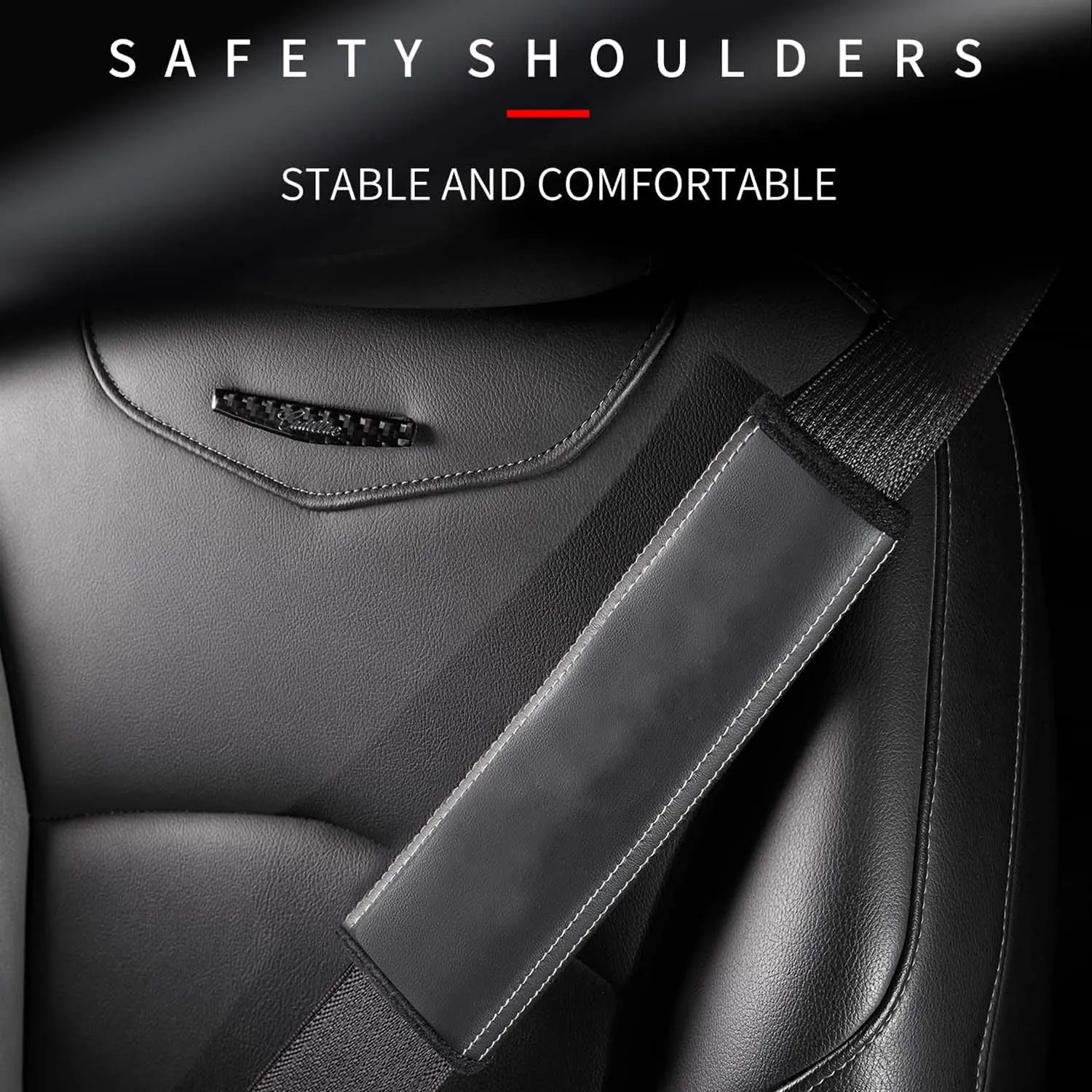 Car Seat Belt Covers (2PCS), Custom Fit For Your Cars, Microfiber Leather Seat Belt Shoulder Pads for More Comfortable Driving, Car Accessories NS13994