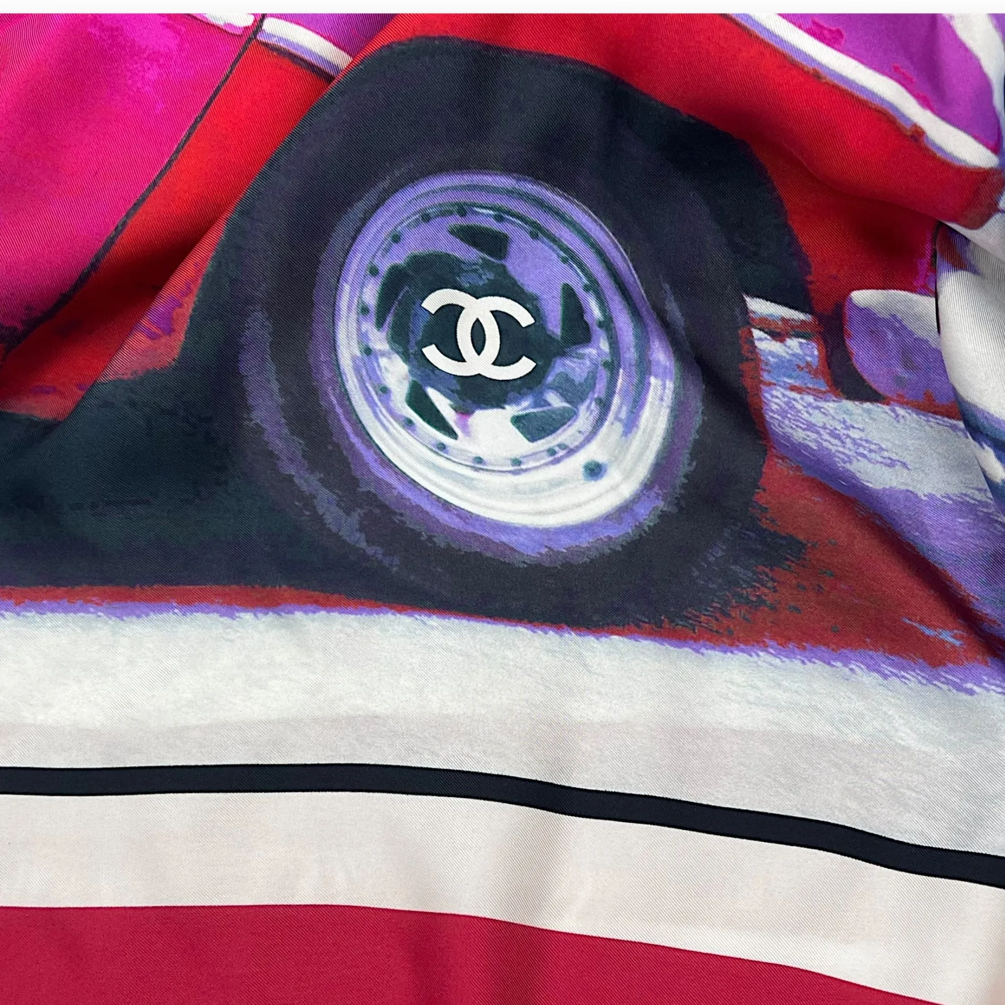 CC Car Printed Multi-colour Scarf in Silk
