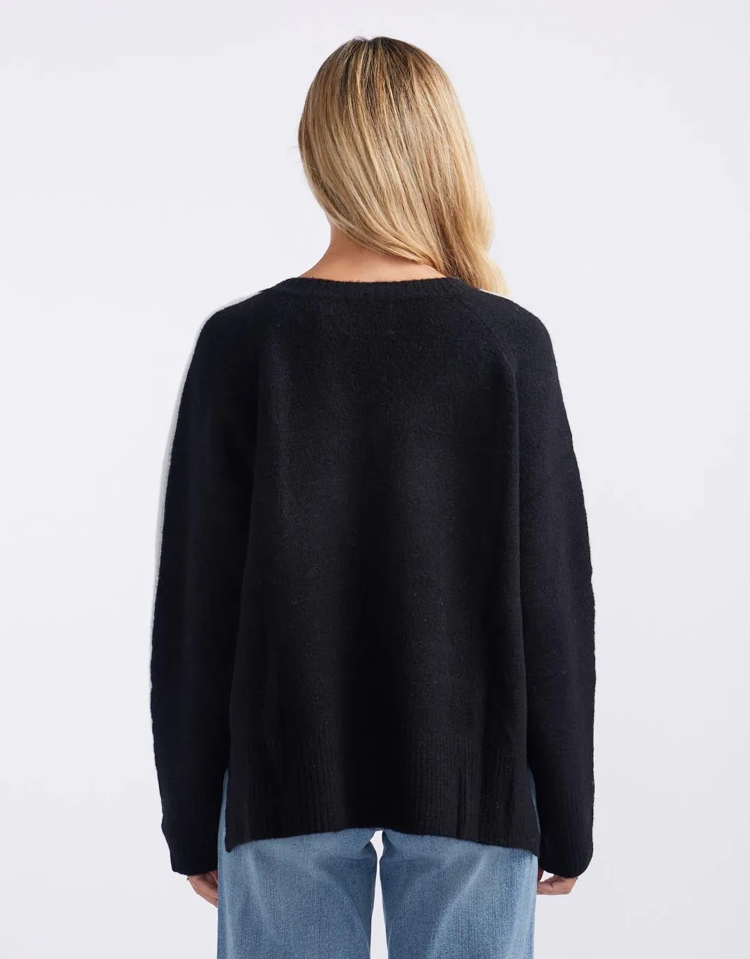 Chalet V Neck Knit Jumper - Black/White