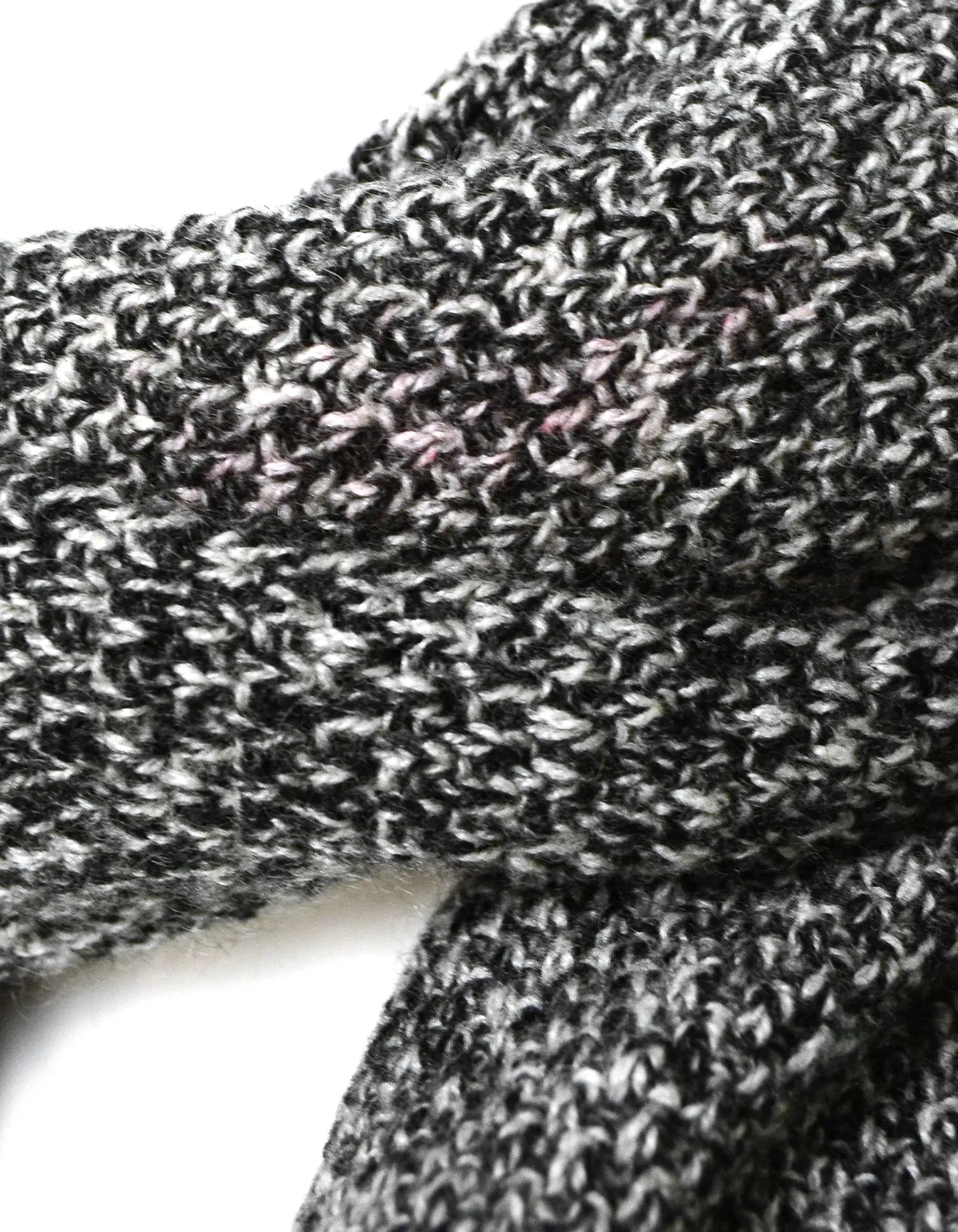 Chanel Black & White Cashmere w/ Red Trim Knit 88" Scarf w/ Puffy CC Detail