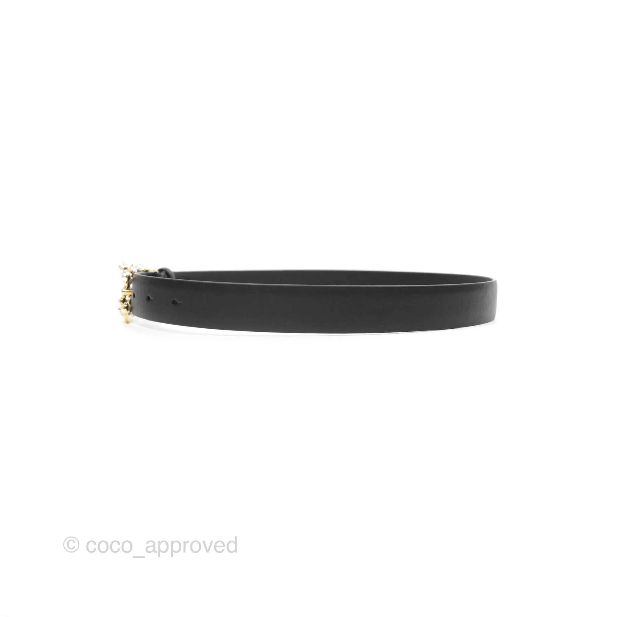 Chanel Pearl CC Belt Black Size 75 24S