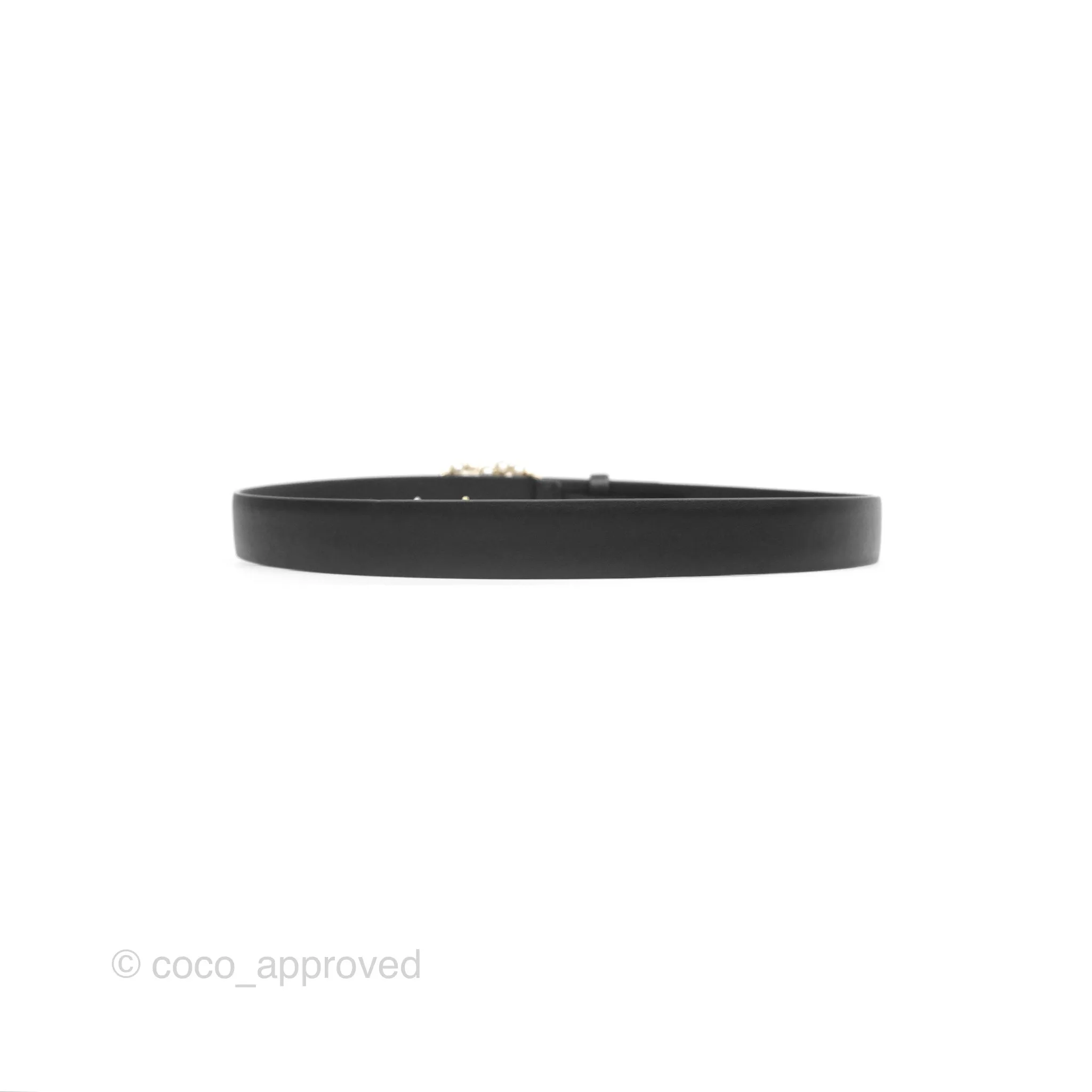 Chanel Pearl CC Belt Black Size 75 24S