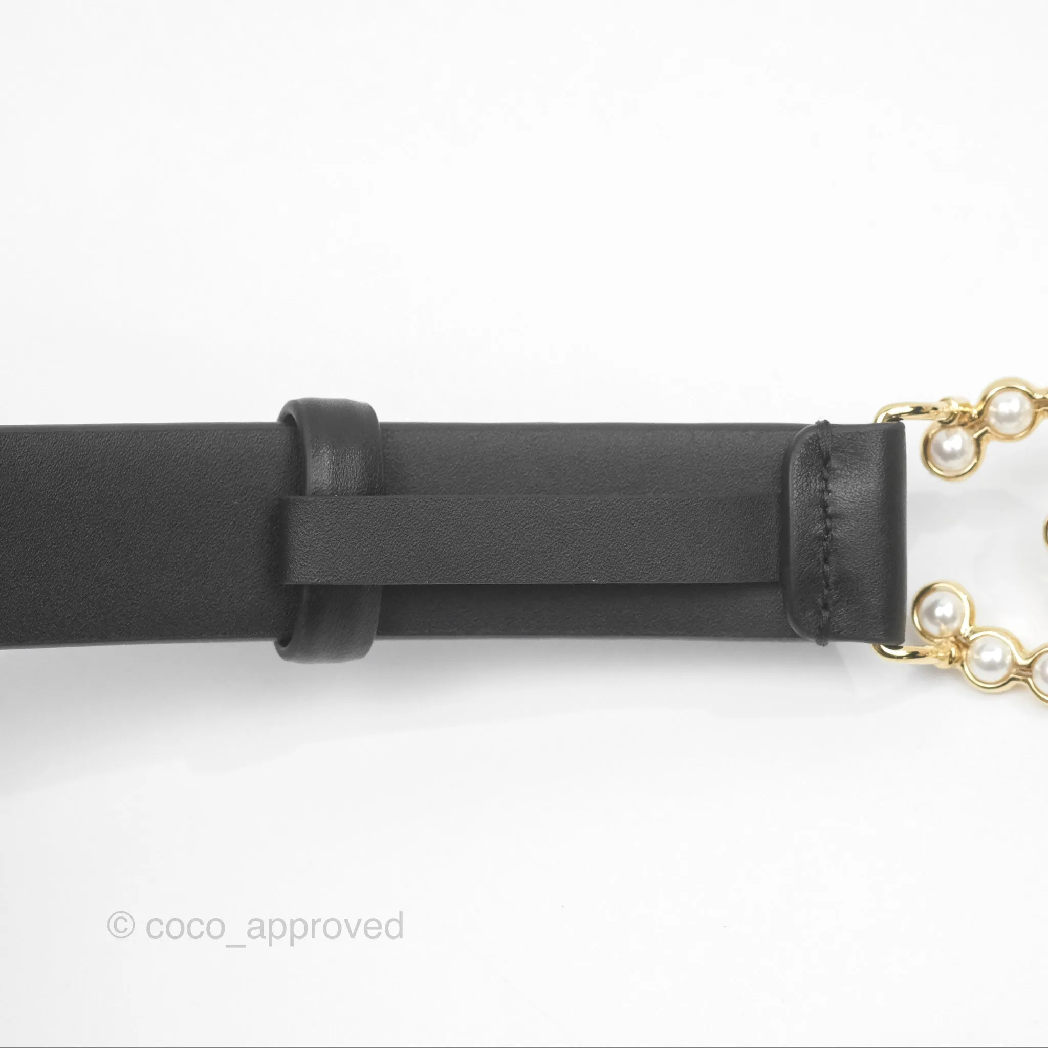 Chanel Pearl CC Belt Black Size 75 24S