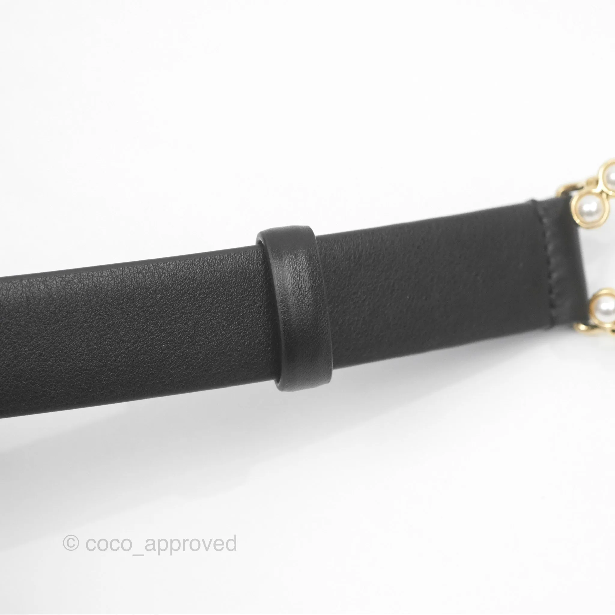 Chanel Pearl CC Belt Black Size 75 24S