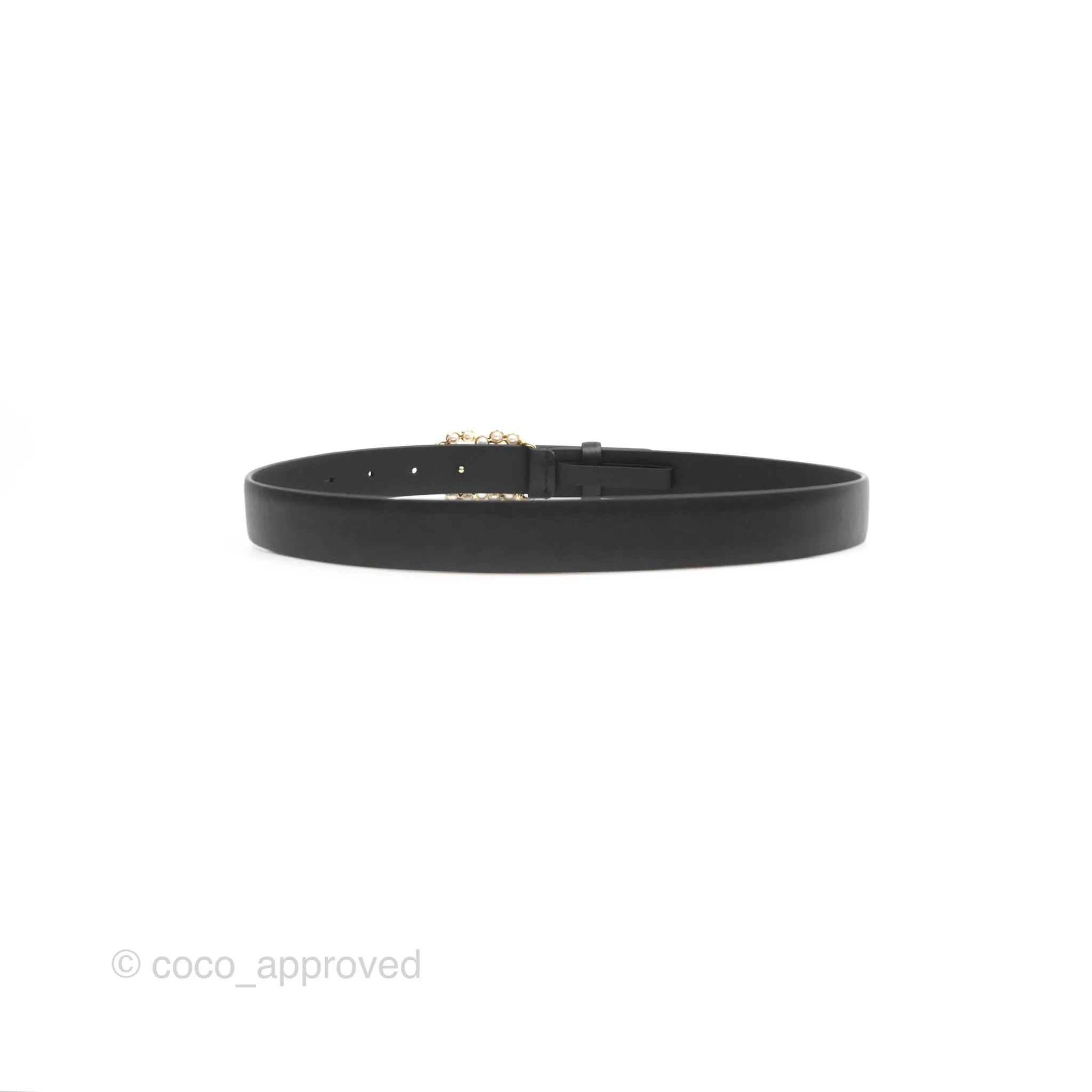 Chanel Pearl CC Belt Black Size 75 24S