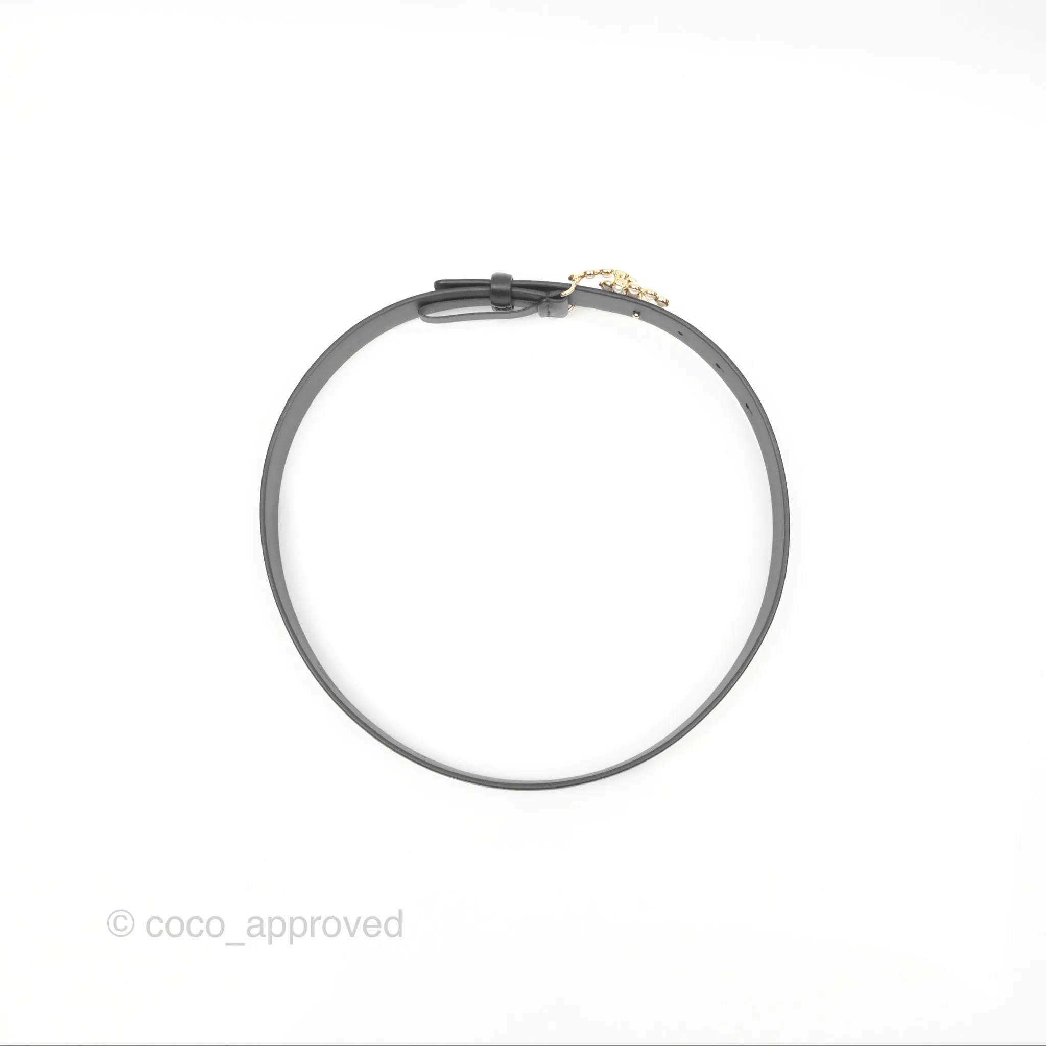 Chanel Pearl CC Belt Black Size 75 24S