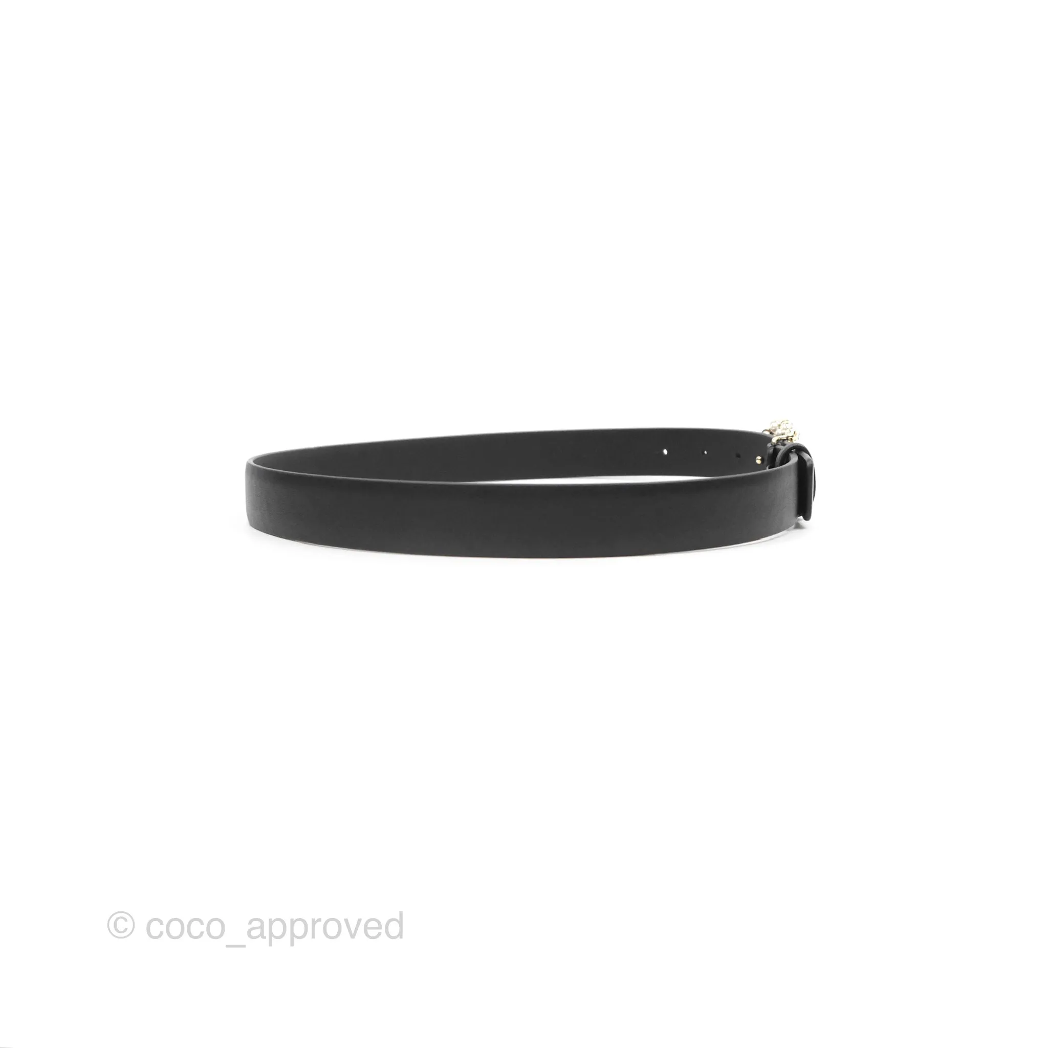 Chanel Pearl CC Belt Black Size 75 24S