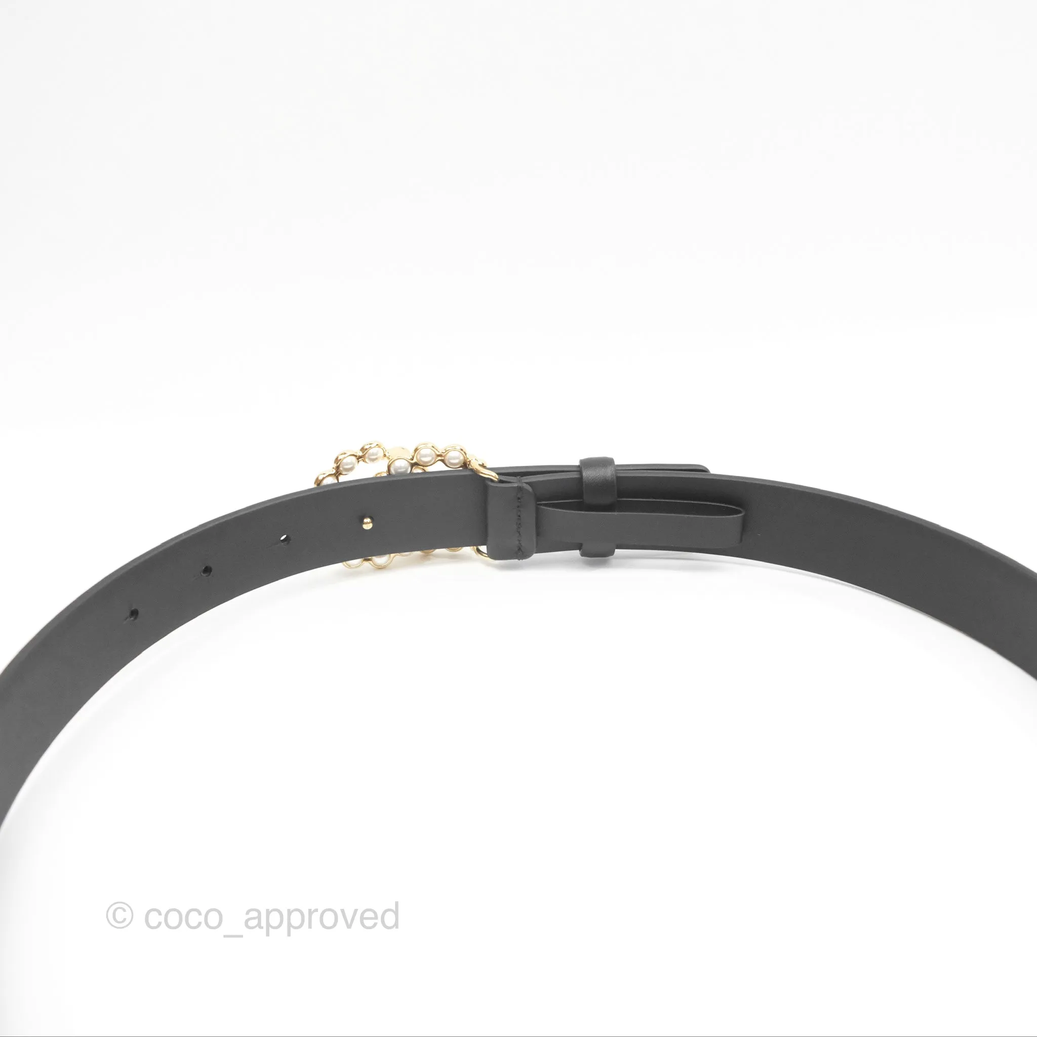 Chanel Pearl CC Belt Black Size 75 24S
