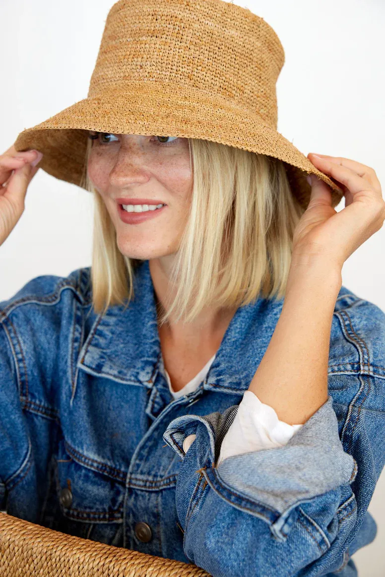 Chic Crochet Bucket Hat - Toast