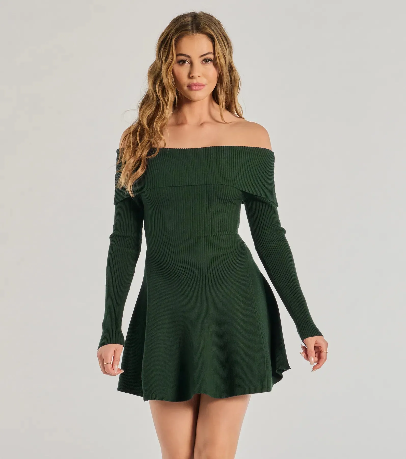 Chic Staple Ribbed Knit Skater Dress
