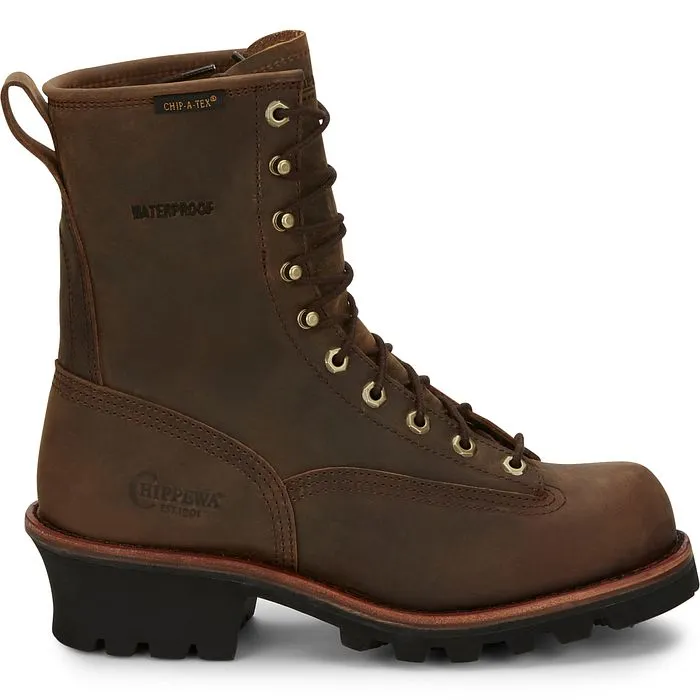 Chippewa Men's Paladin 8" Soft Toe WP Logger Work Boot- Brown - 73100