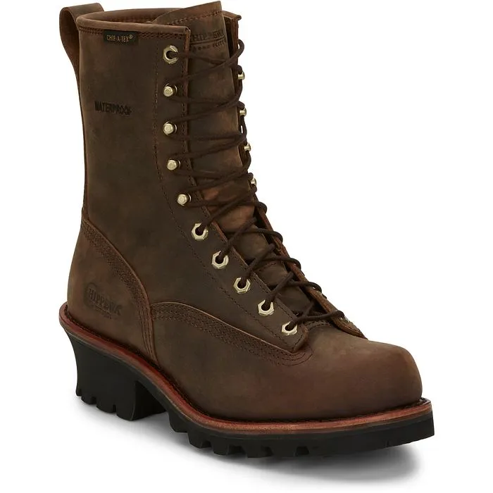 Chippewa Men's Paladin 8" Soft Toe WP Logger Work Boot- Brown - 73100