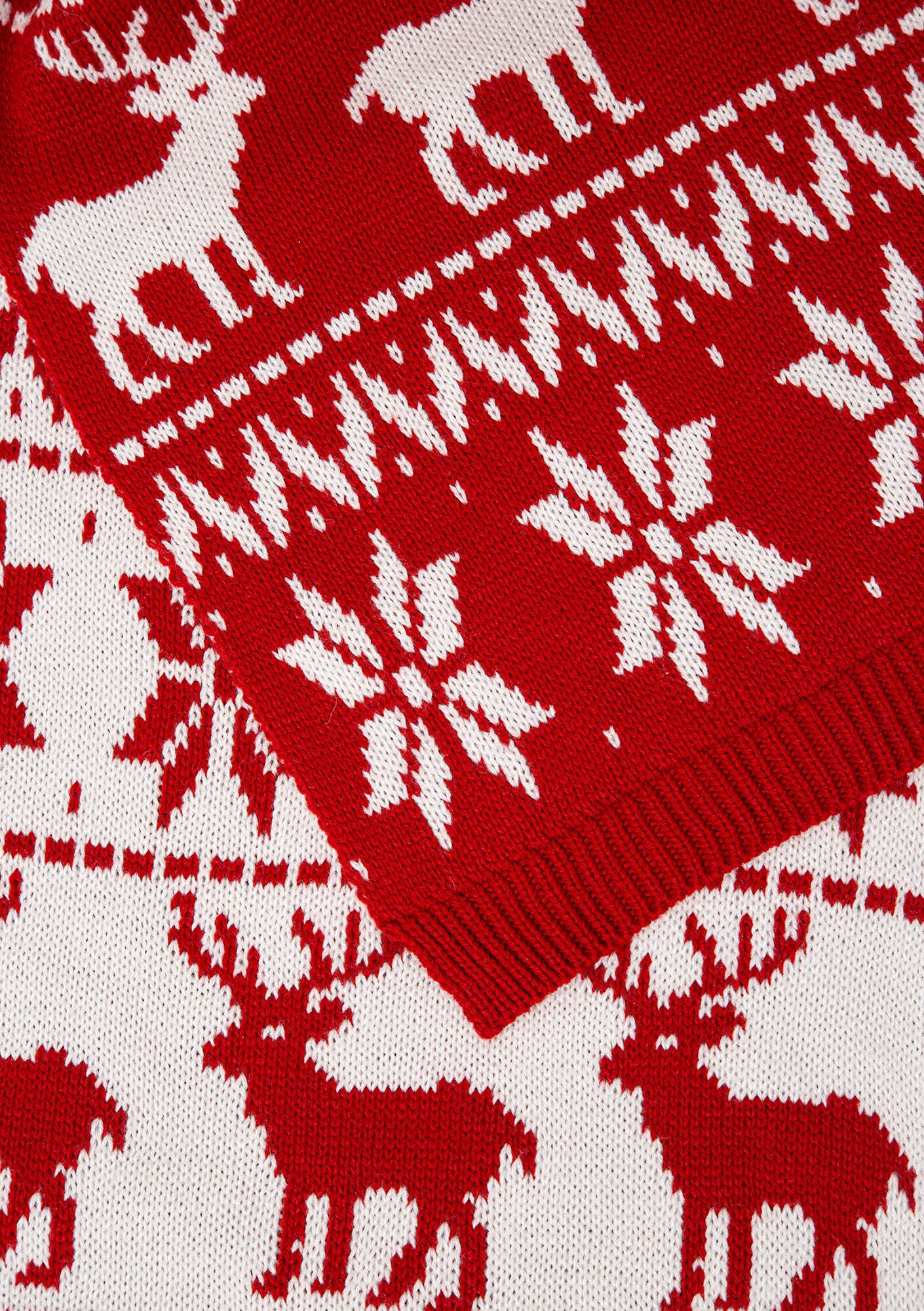 Christmas Printed Red Beanie Scarf
