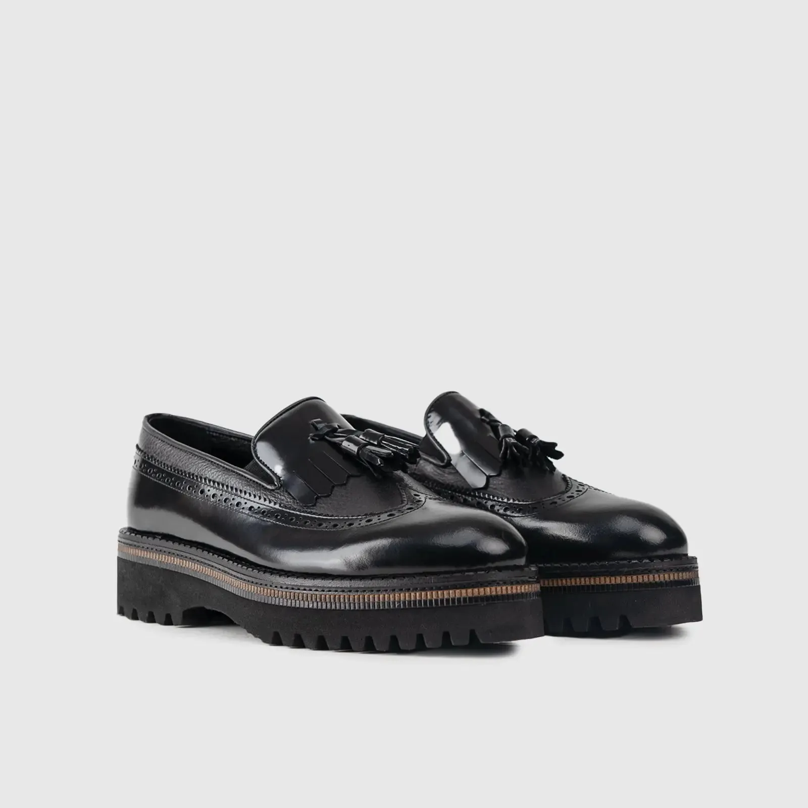Chunky Sole Dress Loafers 66730 Black