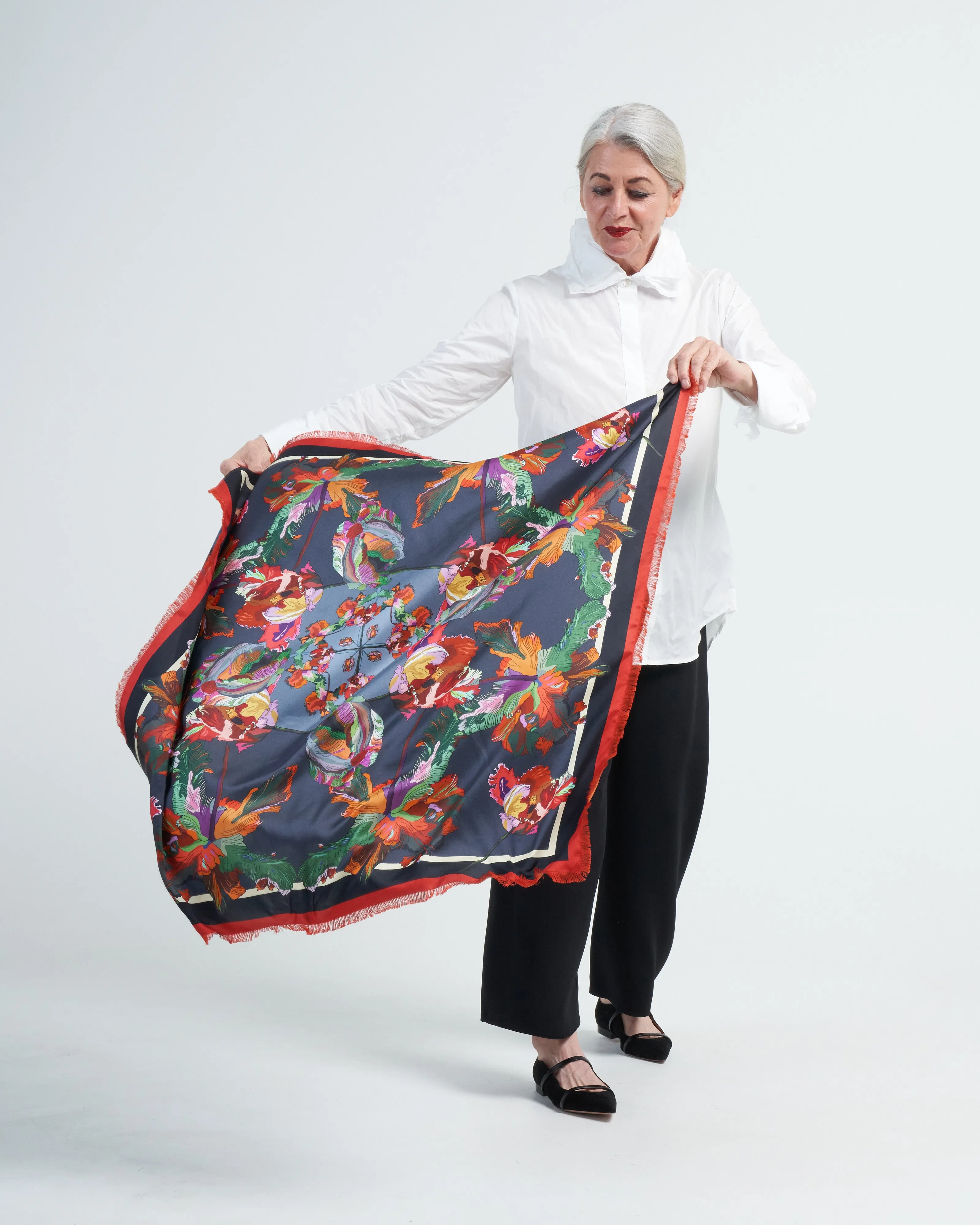 cialda st twin scarf - flowers blue multi