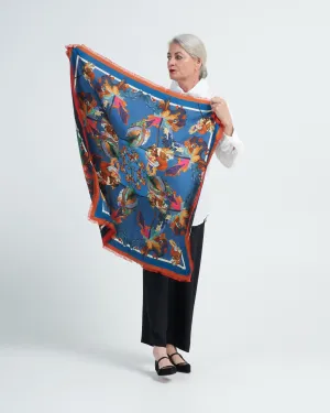 cialda st twin scarf - flowers blue multi