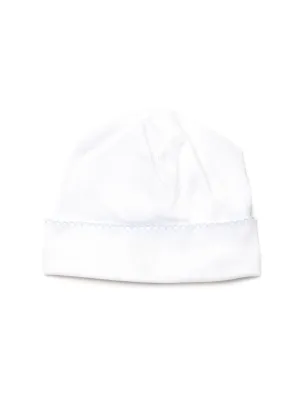 Classic Pima Baby Hat | White/Lt Blue
