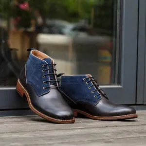 Classic Two Tone Ankle High Leather Chukka Boots