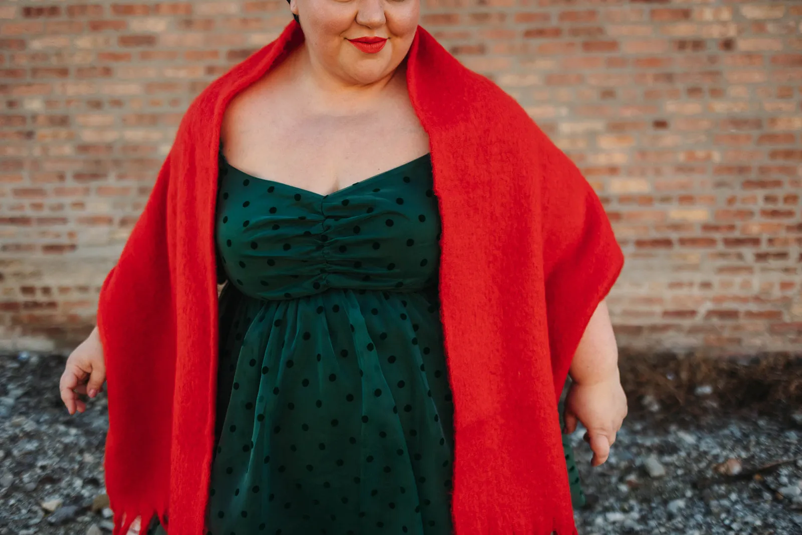 colder weather knit fringe scarf in red