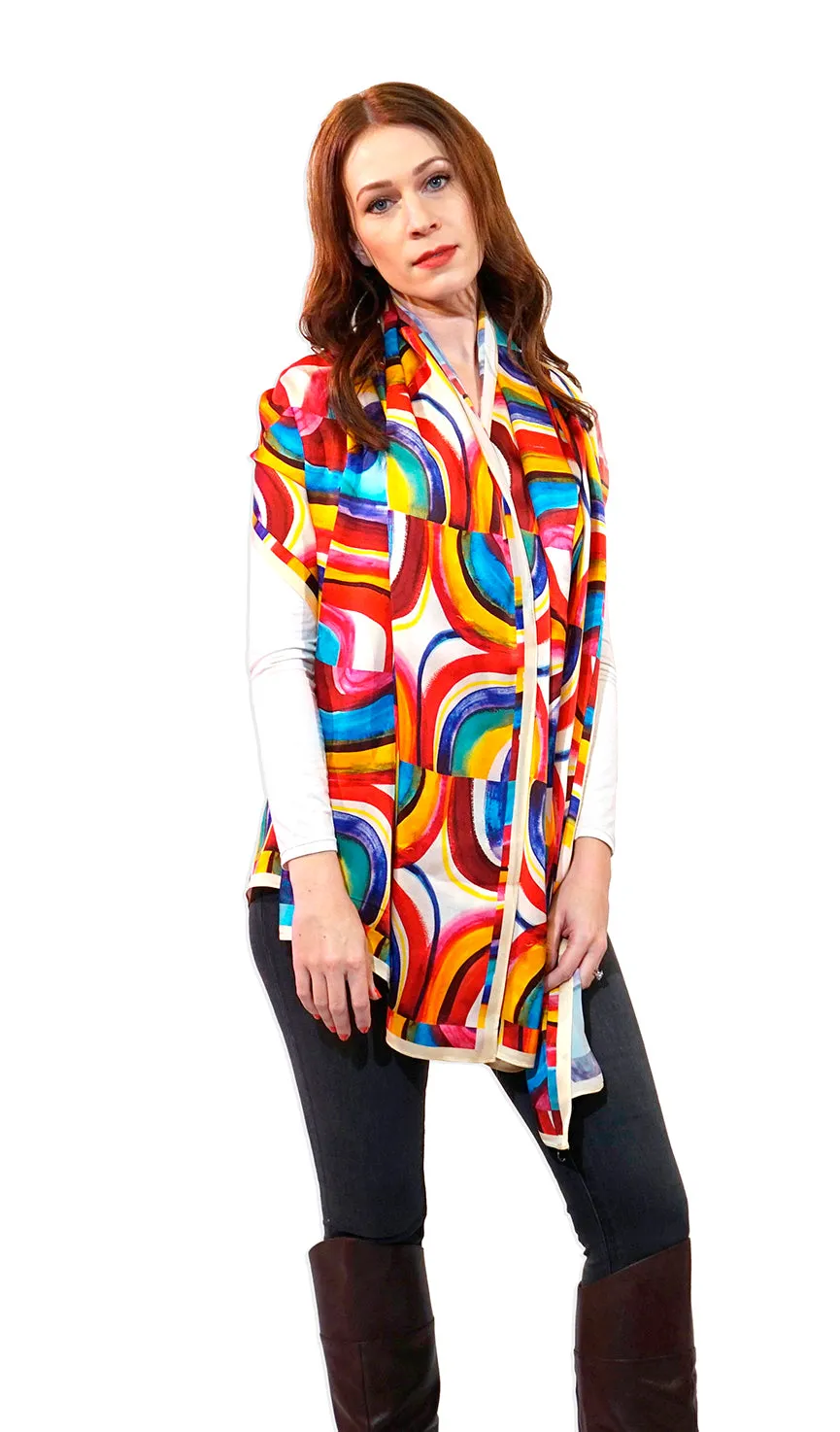 COLORBLOCK SILK SCARF PAREO