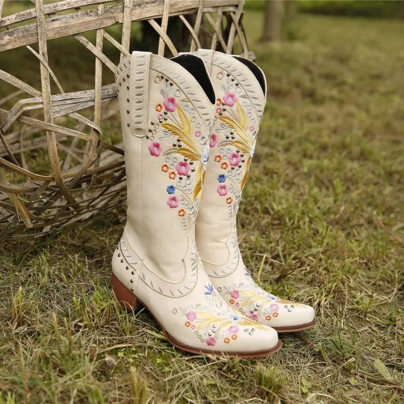 Country style cowboy boots for women short boots for bridesmaid dress