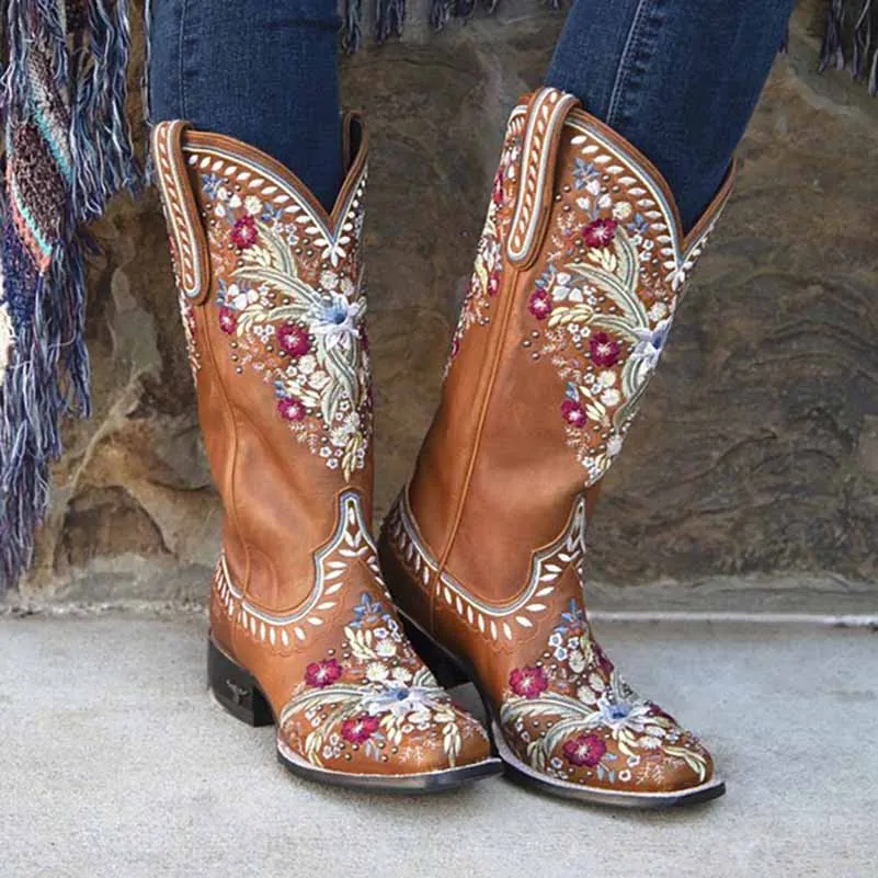 Country style cowboy boots for women short boots for bridesmaid dress