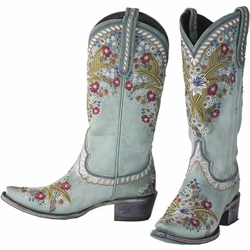 Country style cowboy boots for women short boots for bridesmaid dress