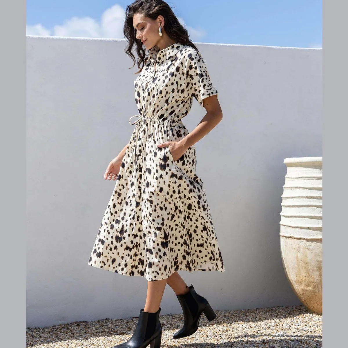 Cruella Midi Dress (Cream/Black)