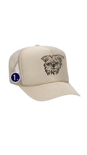 Custom Pet Portrait Trucker Hat with Mini Embroidery