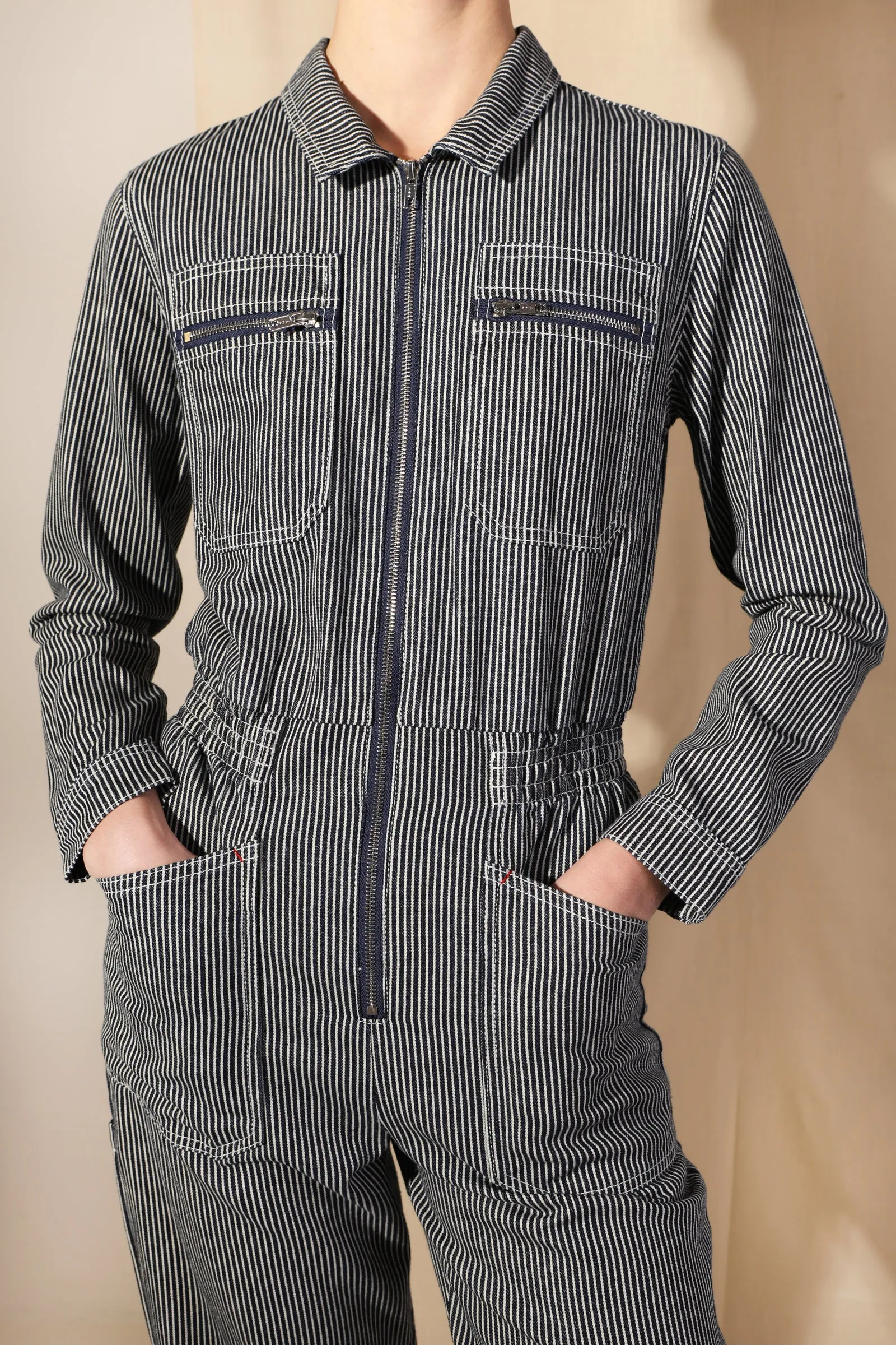 Danny Longsleeve Boilersuit Indigo Stripe
