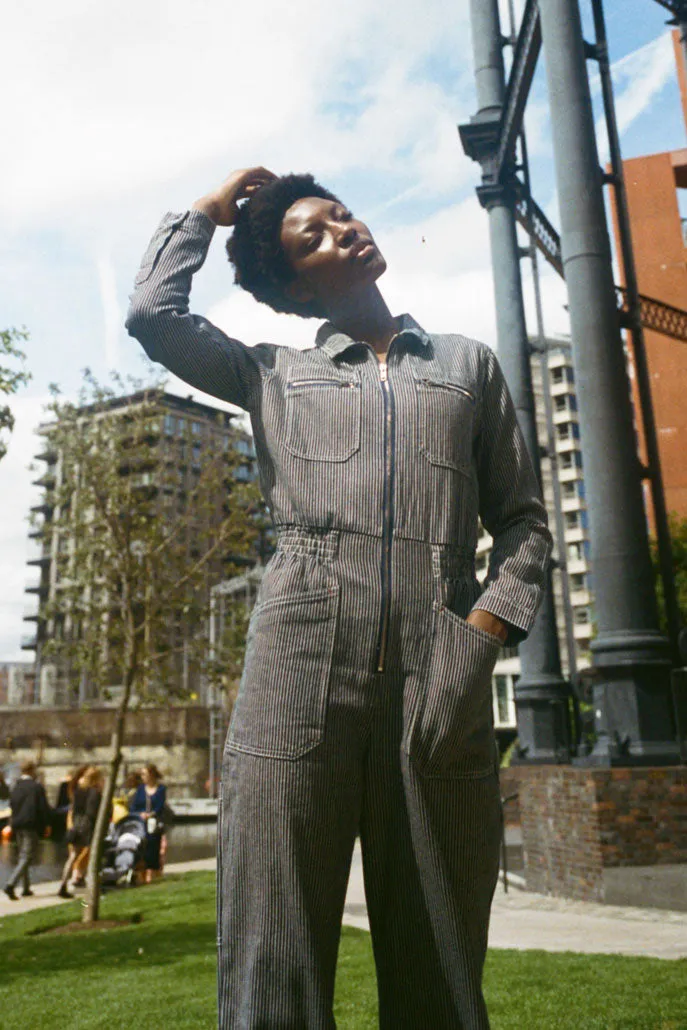 Danny Longsleeve Boilersuit Indigo Stripe