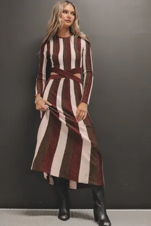 DEAL Eden Knit Metallic Stripe Maxi Dress