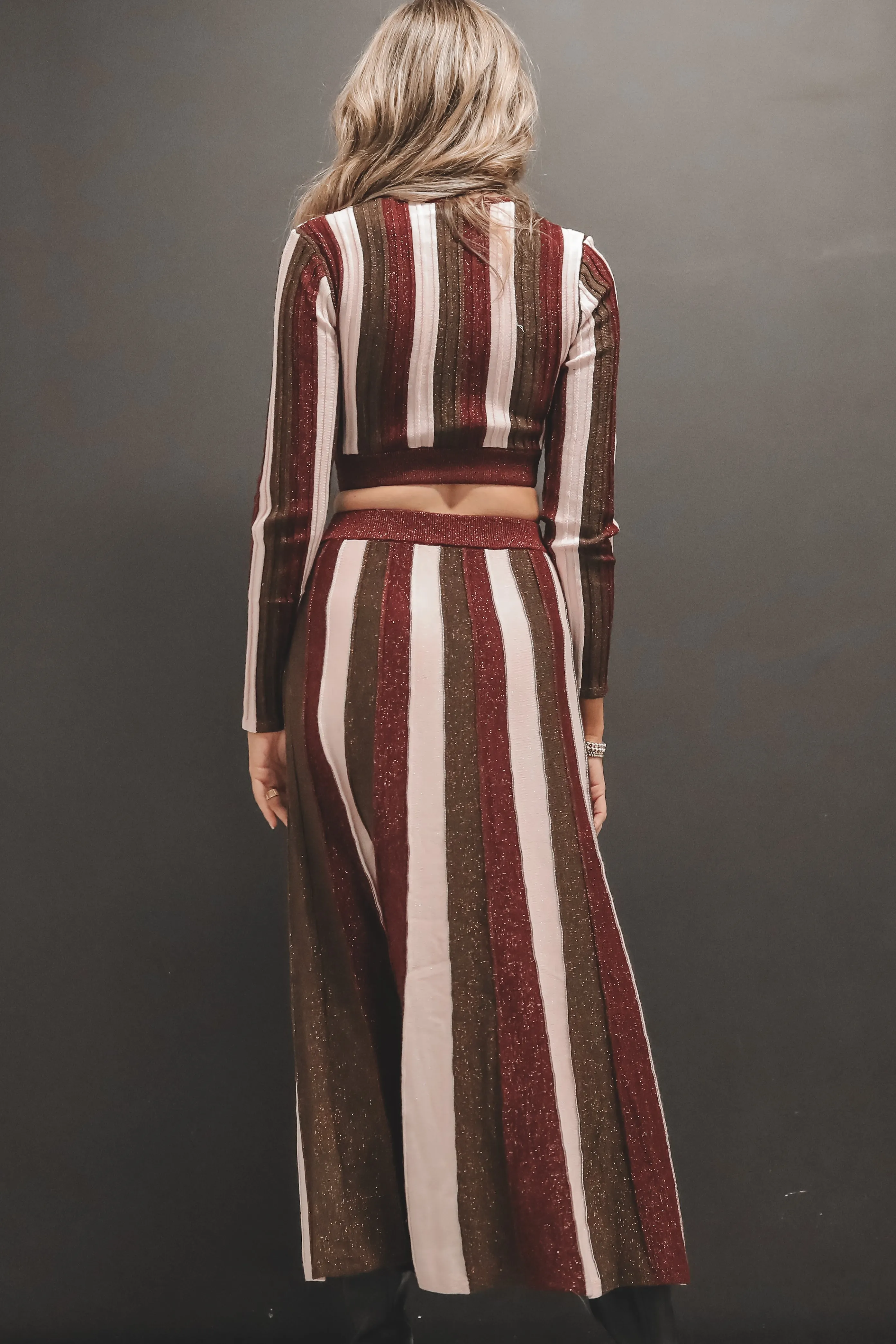 DEAL Eden Knit Metallic Stripe Maxi Dress
