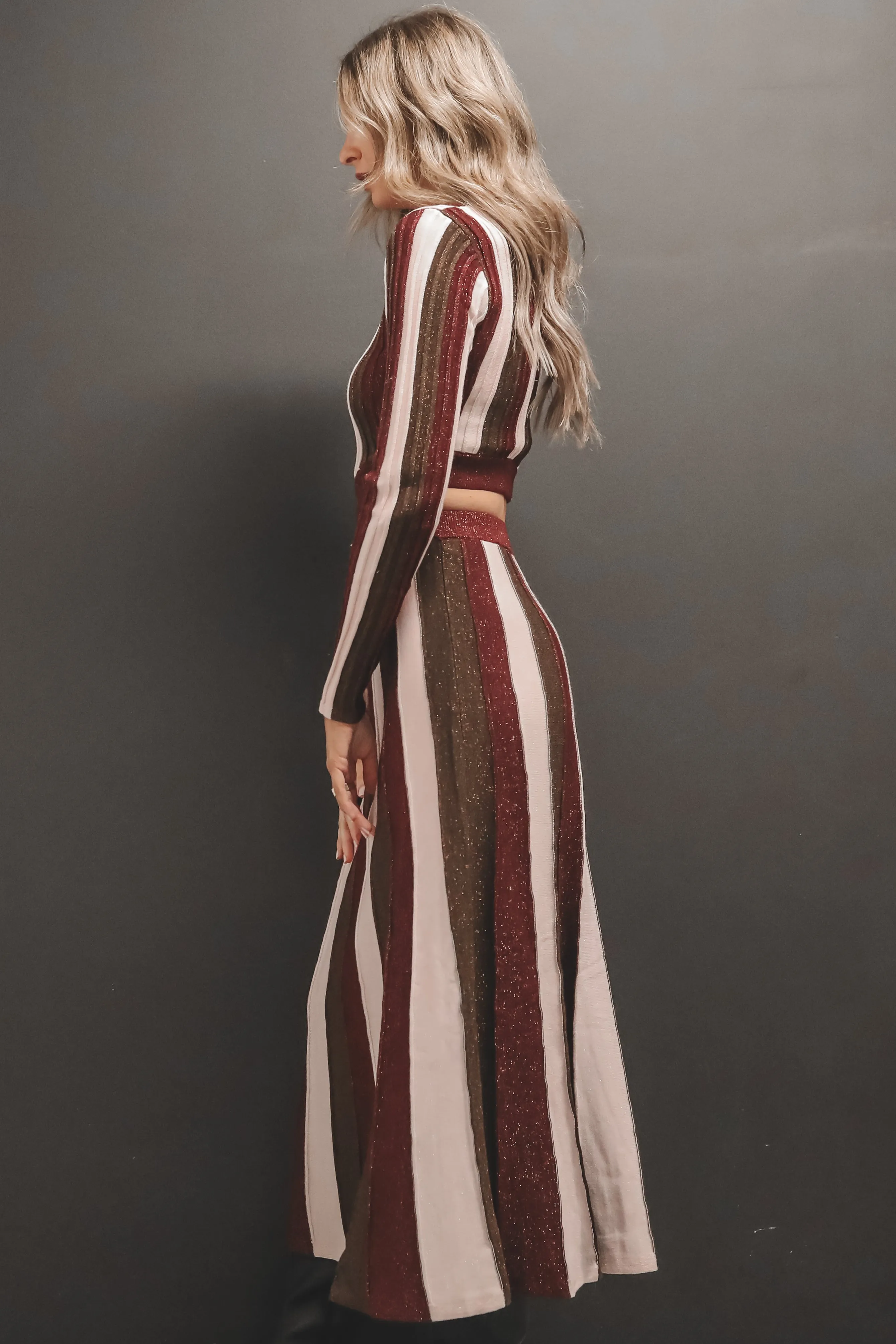 DEAL Eden Knit Metallic Stripe Maxi Dress