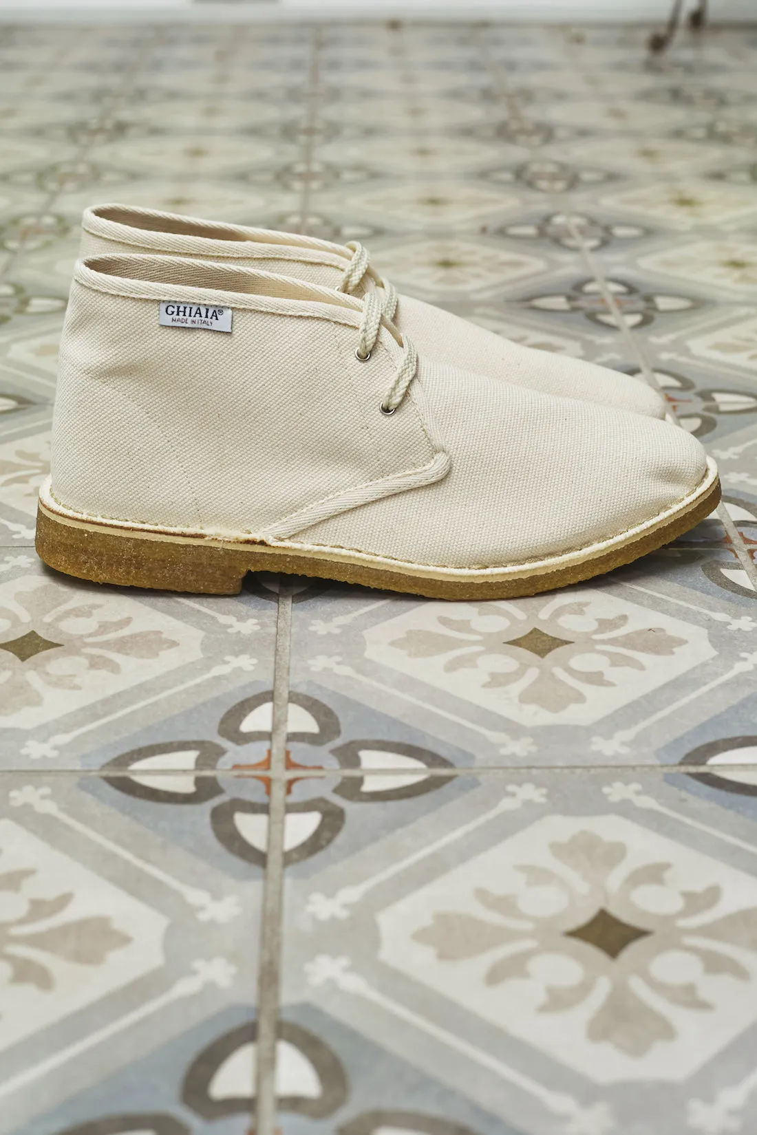 Deconstructed Cotton Canvas Desert Boots