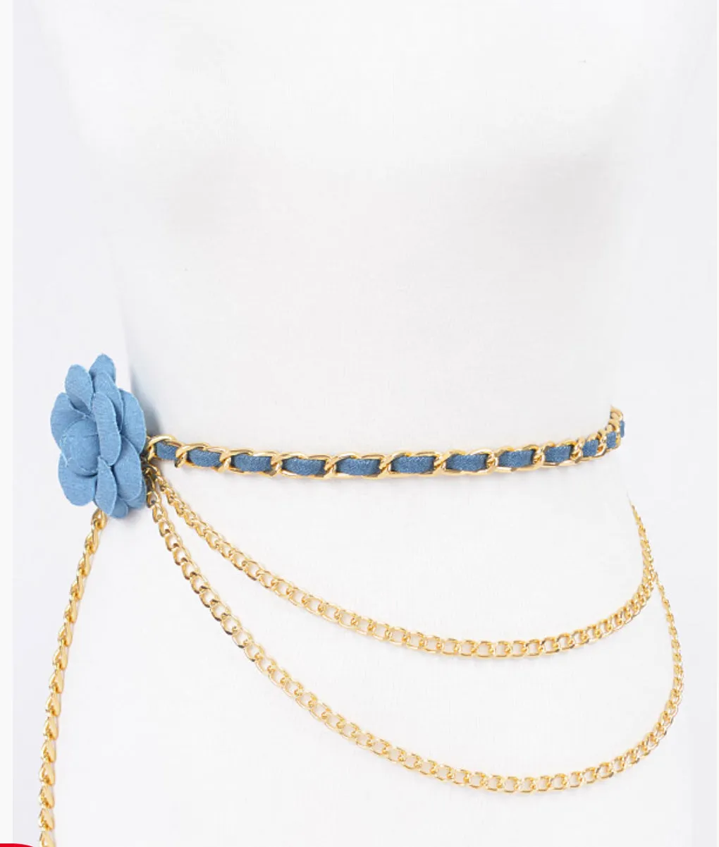Denim rose belt