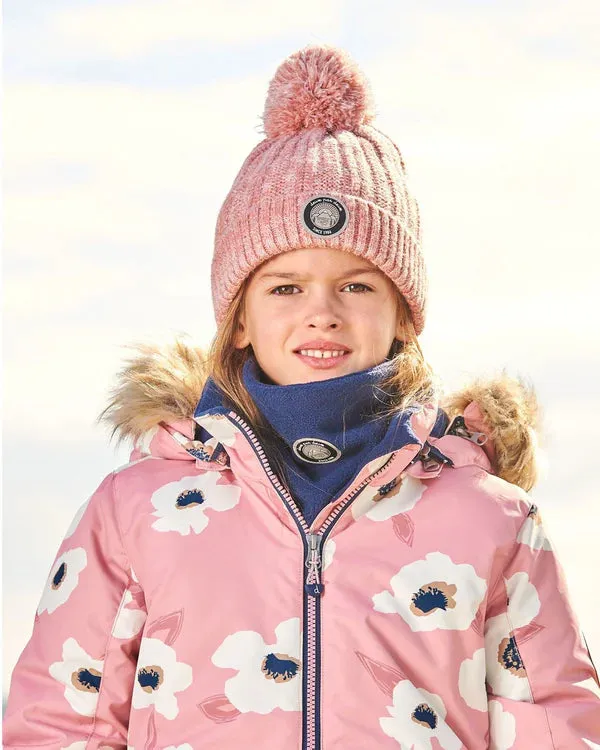 deux par deux Girls Knit Pom Pom Hat - Light Pink