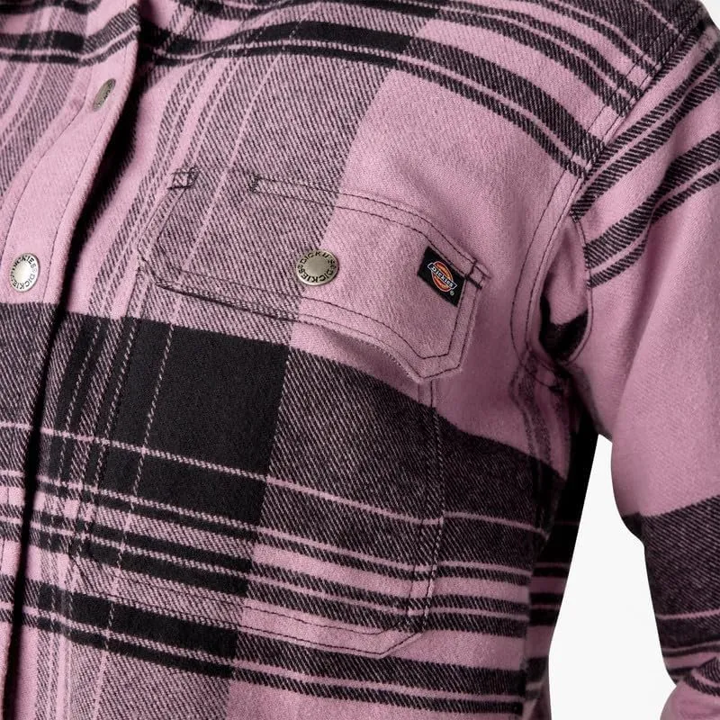 Dickies Womens DuraTech Renegade Flannel Shirt, Grapeade Windowpane Plade, XL